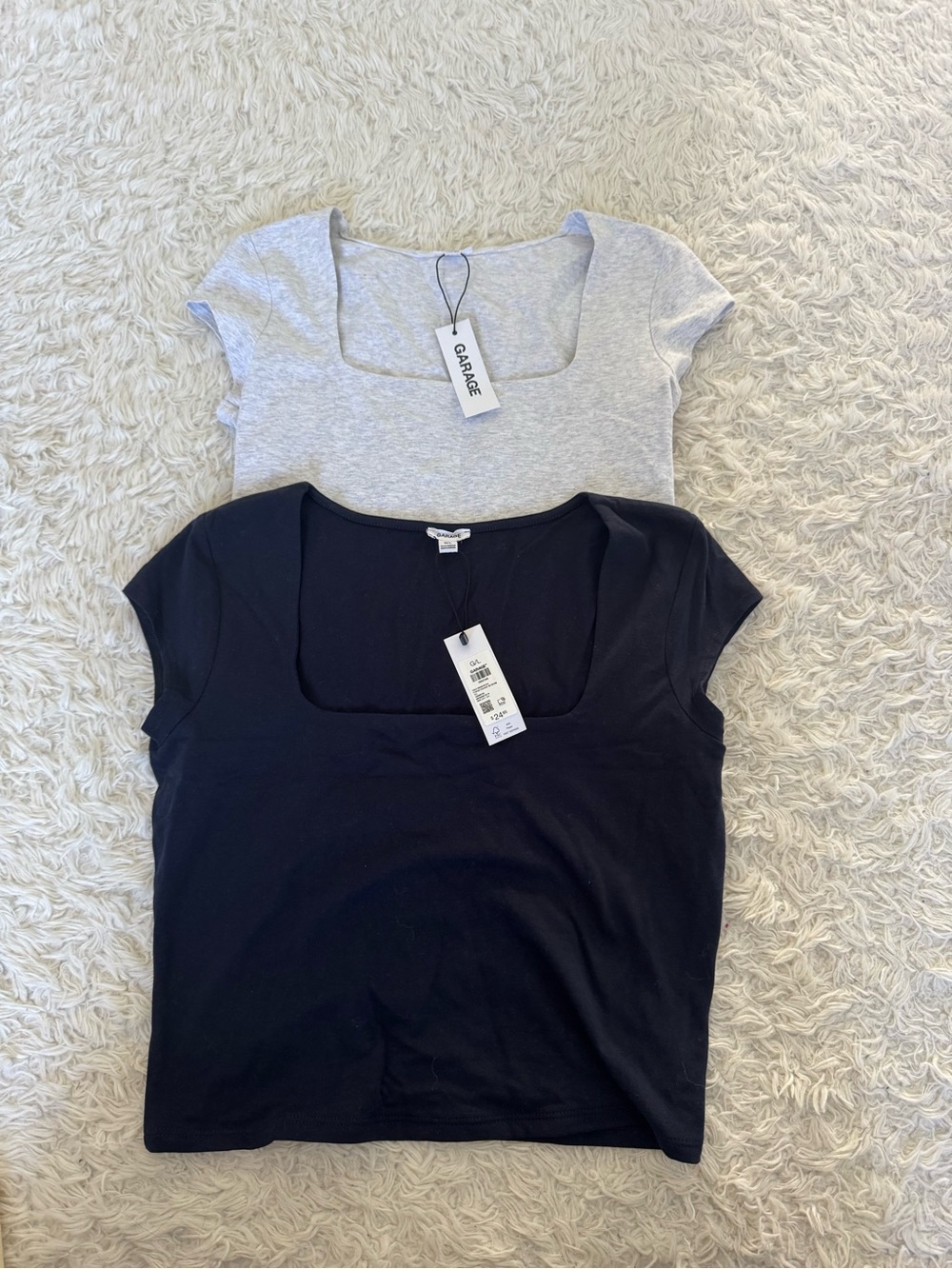 Garage Short Sleeve Square Neck Tees - Black & Gray